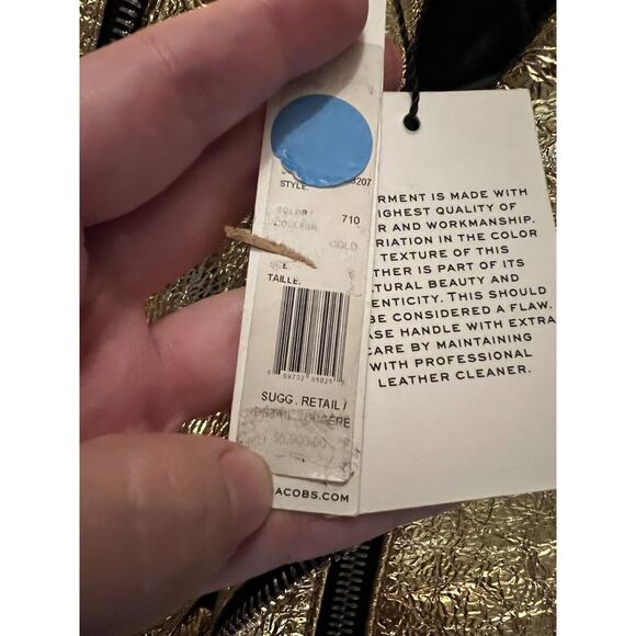 Marc Jacobs Fox Fur Leather Jacket Gold Sequin Lips disco retro M 6 - Picture 10 of 11